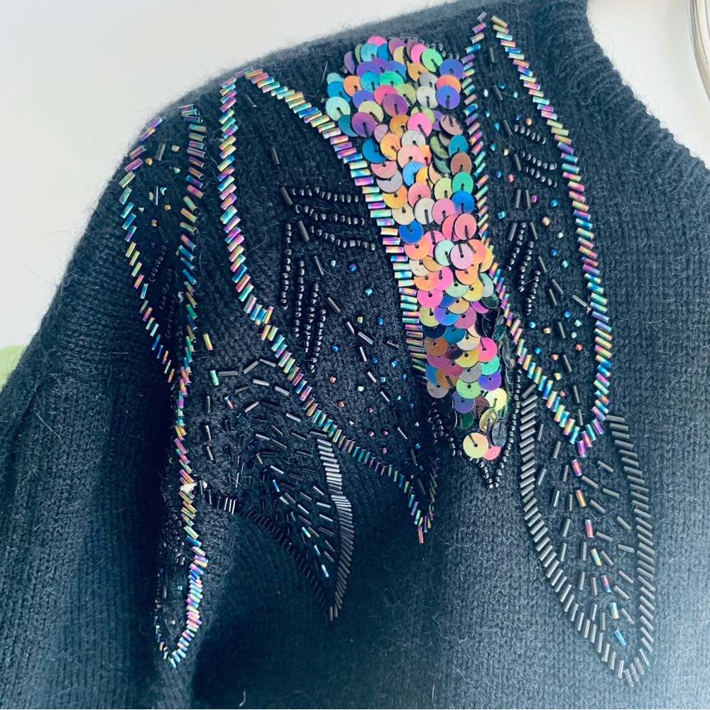 v i n t a g e :: Gorgeous Beaded Embellished Sequin Knit Sweater - Picture 7 of 10